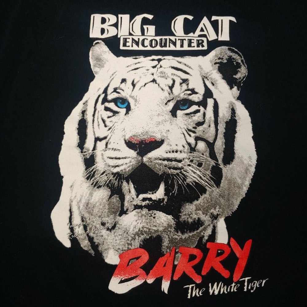 Big Cat Encounter Habitat Sarasota FL Barry The White Tiger Mens XL T Shirt Blk - Picture 2 of 6